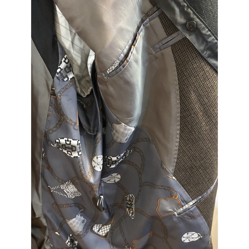 New Pronto Moda Europa Houndstooth Blazer With Shaw Collar Lambs‎ Wool 46R - Picture 8 of 8